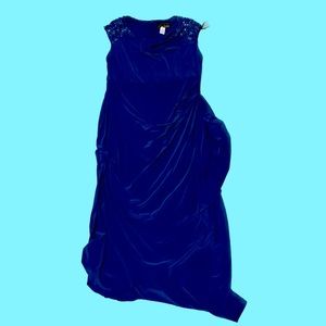 Alex Evenings Blue Ruched Neck Formal Dress